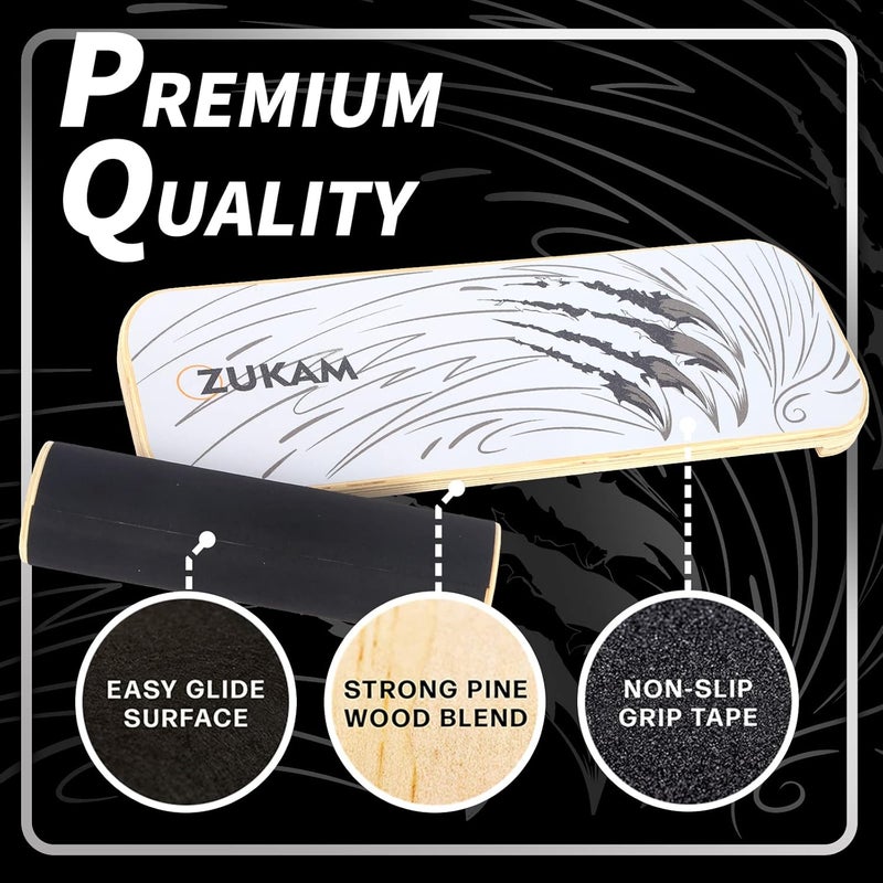 ZUKAM Balance Board Trainer, Wooden Balancing Board with Workout Guide to Exercise and Build Core Stability, Wobble Board for Skateboard, Hockey, Snowboard & Surf Training - Image 2